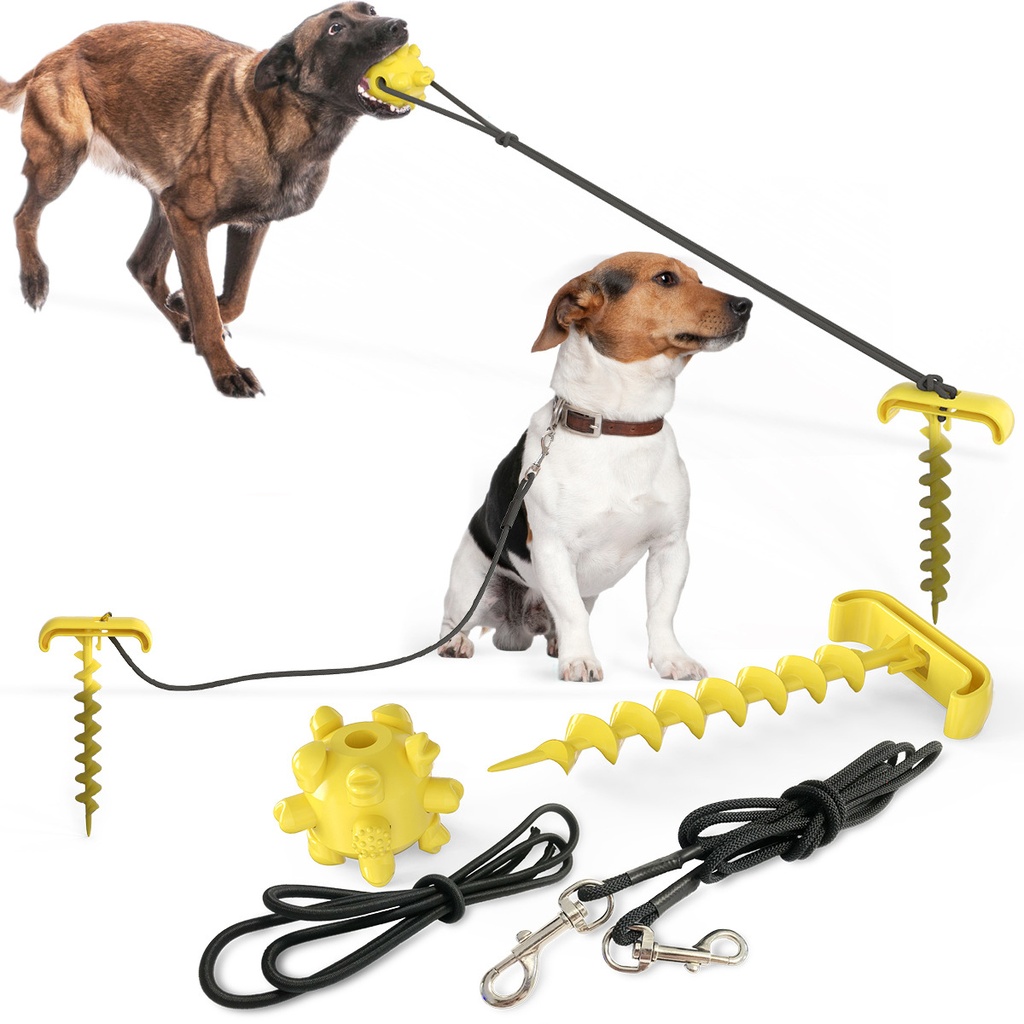 Tie dog leash dog toy (Yellow)