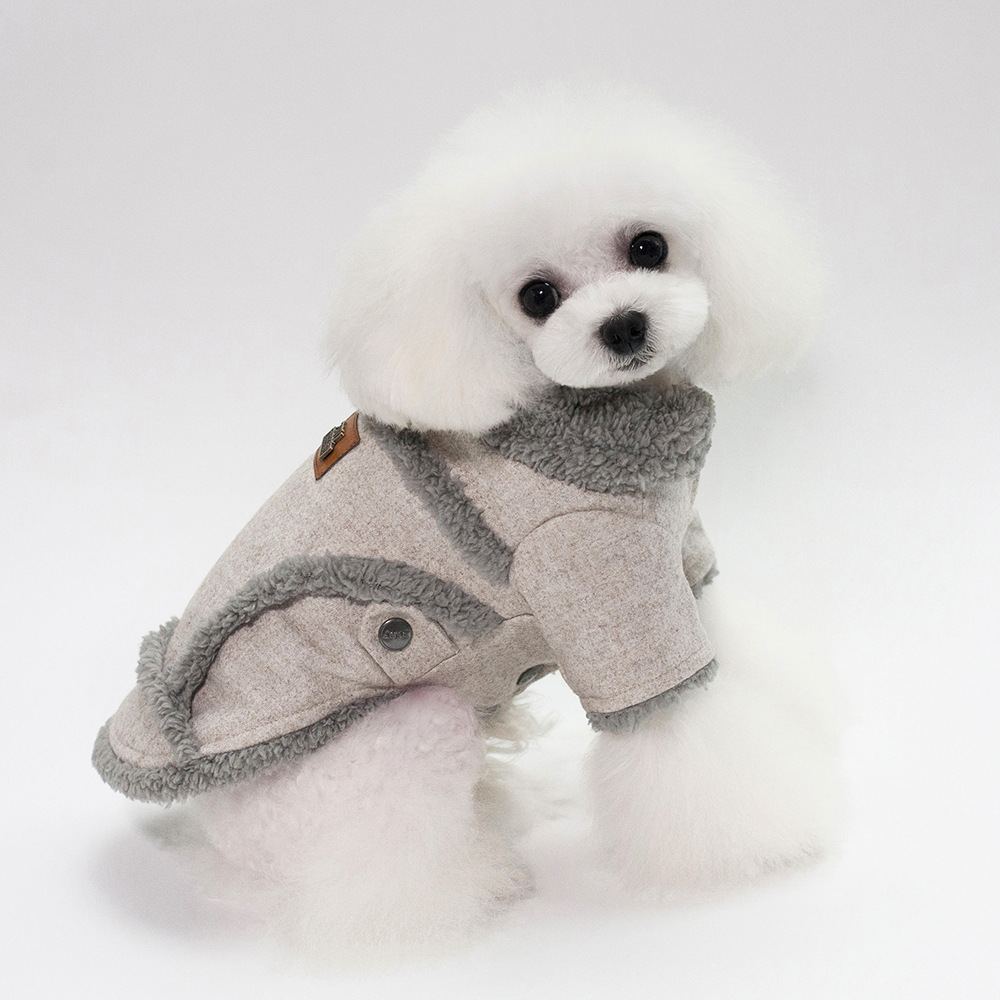 Dog Clothes Winter Pet Dog French Bulldog Jacket Thick Warm Dog Coat (M, Light Brown)