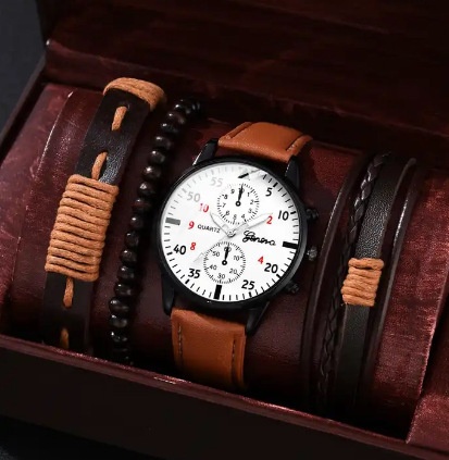 Single Calendar Fake Three Eye Canvas Quartz Watch Bracelet Set (Suit 20)