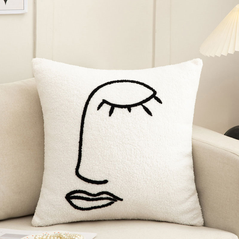 Towel Embroidery Light Luxury Living Room Sofa Pillowcase (A)