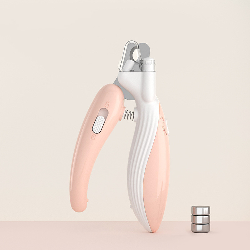 Pet Nail Clippers Dog Nail Clippers Cat Nail Clippers LED Electric Nail Grinder Pet Supplies LED Light Pet Nail Clippers (Pink)
