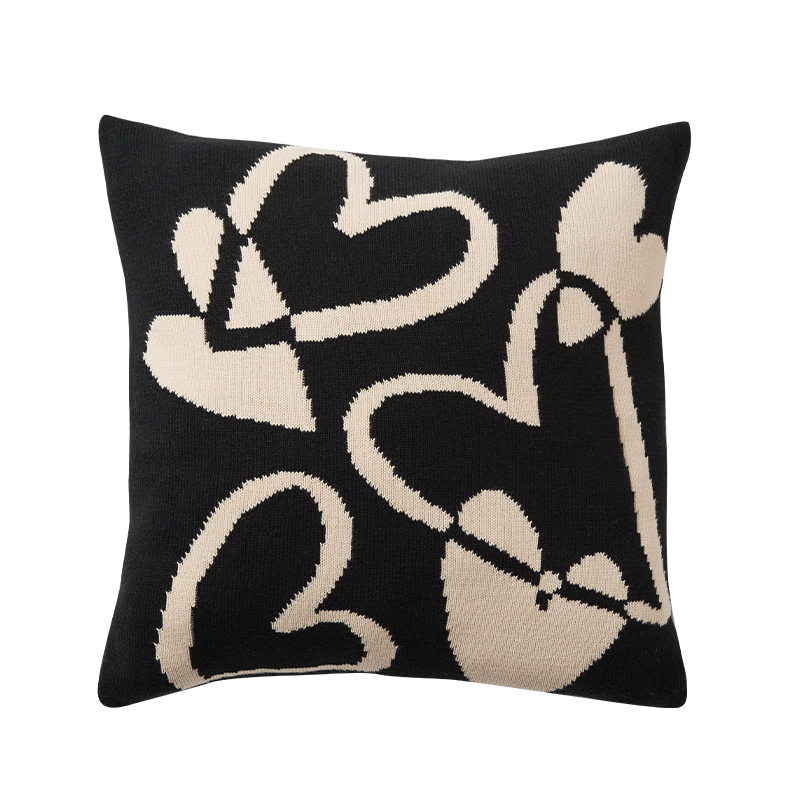 Cute Black And White Nordic Style Living Room Sofa Pillow Cushion With Core (Black)