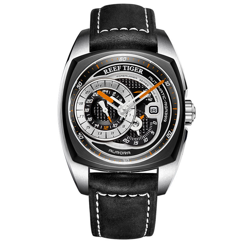 Men's Sports And Leisure Fully Automatic Mechanical Watch (Black Orange Needle)