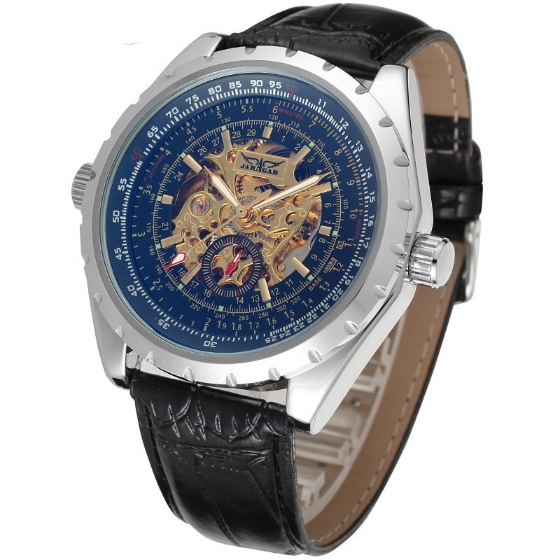 Men's Business Casual Hollow-out Large Dial Automatic Mechanical Watch (Black)