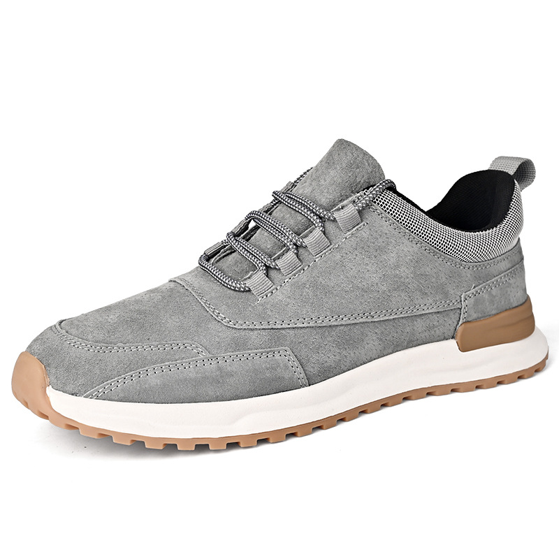 Fashionable Breathable Leather All-matching Men (39, Grey)