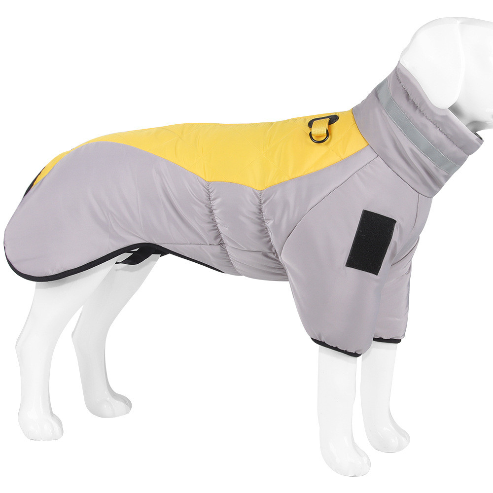 New Pet Dog Clothes Thickened With Reflective Warmth Pet Supplies (XL, Grey & Yellow)