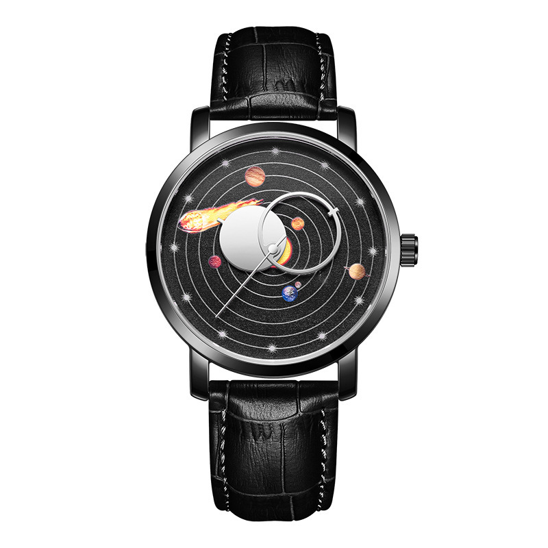 Classic Small And Simple Casual Quartz Leather Watch Strap Trend Watrproof Watch (Black Belt All Black)