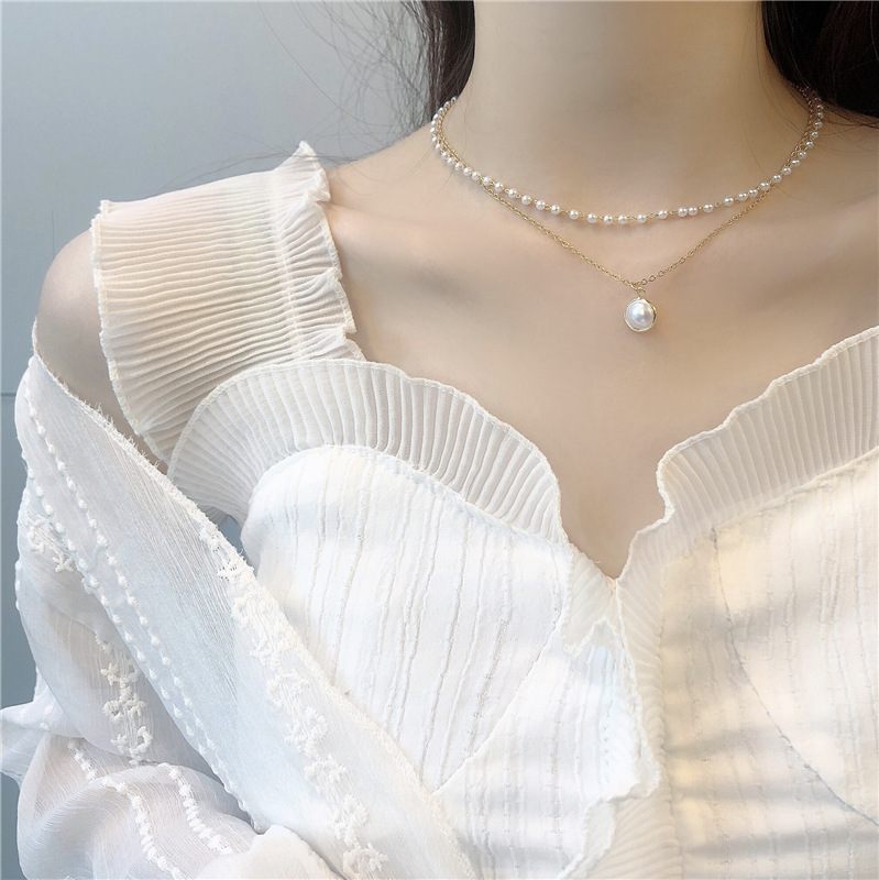 Vintage Stacked Double-Layer Pearl Necklace for Women – Chic and Elegant to Complete Your Stunning Look