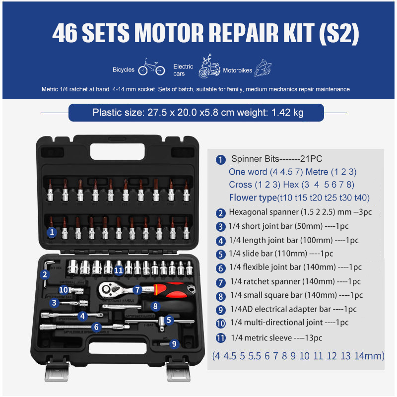 Socket Ratchet Wrench Set Repair Tools (46 [pcs] Set)