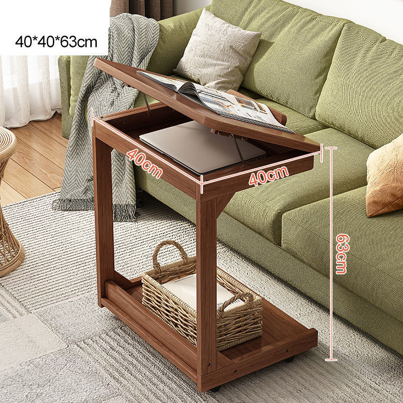 Solid Wood Color Bedside Table Simple Household Bedroom Mobile (Clam shellwalnut 40 [cm])