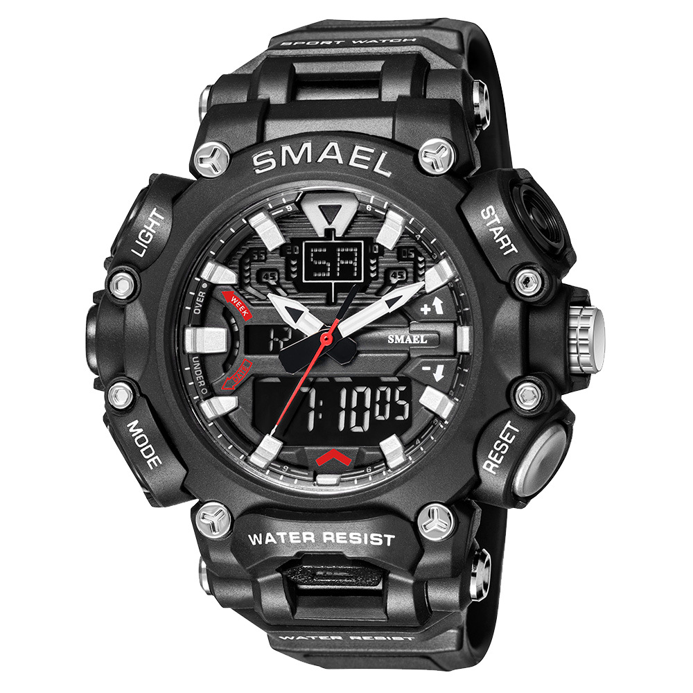 Trendy Multifunctional Waterproof Outdoor Sports Watch (Black)