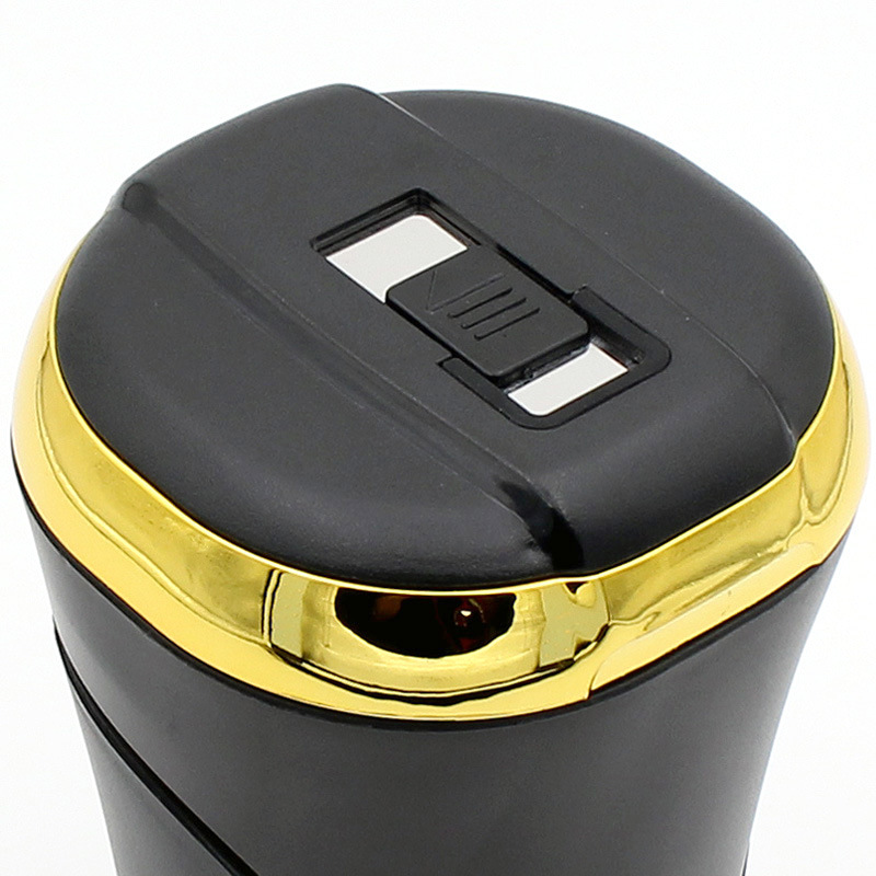 Push-pull Lighter Accessories Smokeless Detachable USB Rechargable Car Ashtray Home Portable Smell Proof With Lid LED Blue Light (Gold)