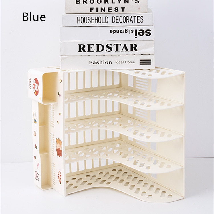 Home Fashion Simple Desktop File Organizer (Blue)