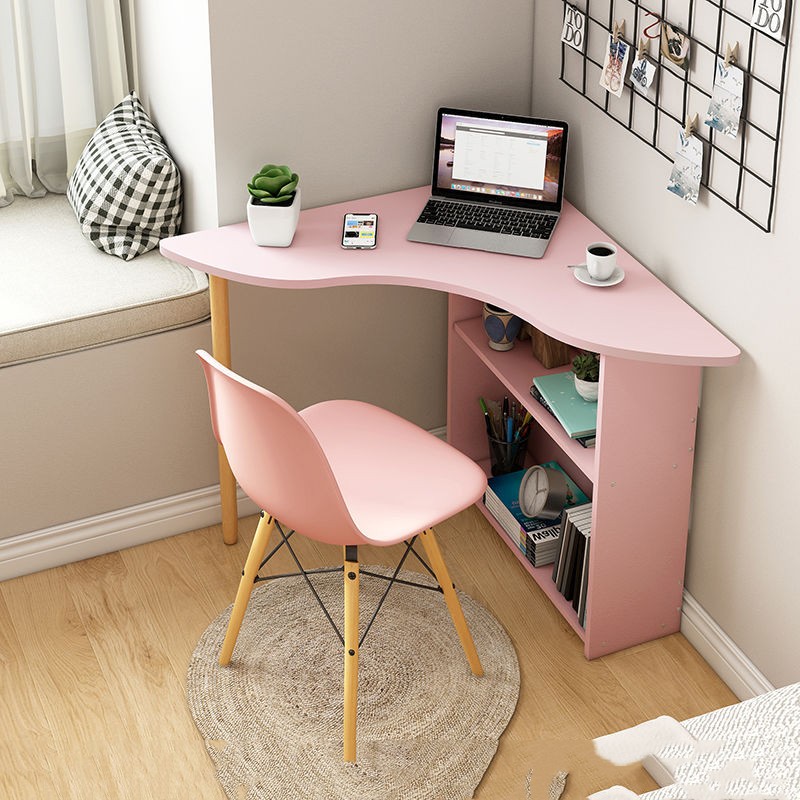 Home Corner Desk Simple Office Small Simple (Pink, With Chair)