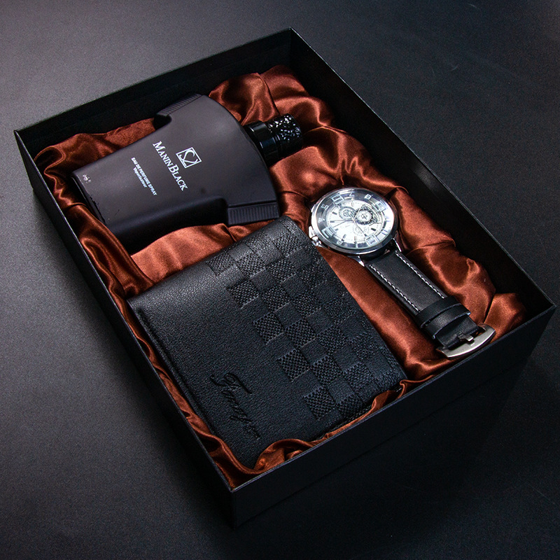 Birthday Gift Quartz Watch Leather Belt Wallet Perfume Kit