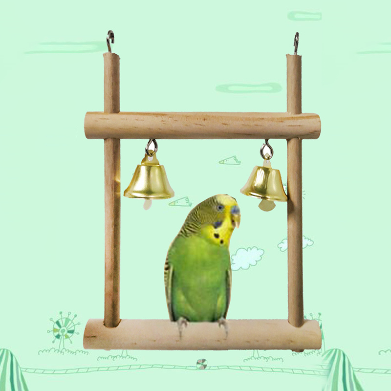 Bird swing made of natural solid wood