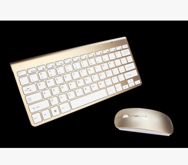 2.4G Wireless Keyboard And Mouse Protable Mini Keyboard Mouse Combo Set For Notebook Laptop Mac Desktop PC Computer Smart TV PS4 (Gold)