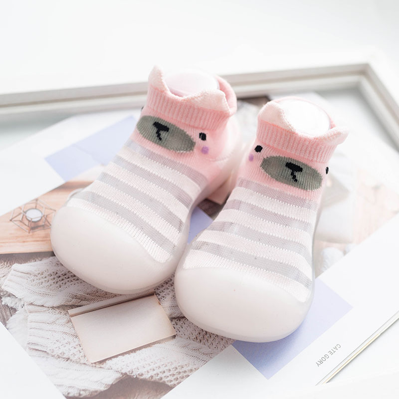 Striped Transparent Baby Toddler Socks (18 - 19, Pink)