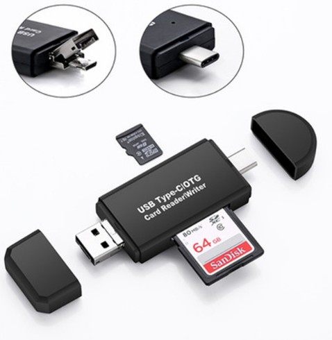 Smart Three-In-One Multi-Function Card Reader (Black, 1 [pcs])