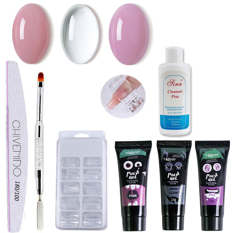 Poly Gel nail manicure set.