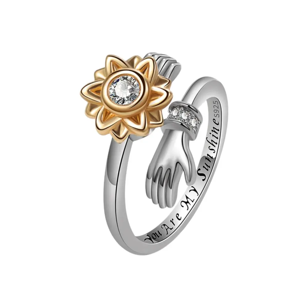 Adjustable rotating sunflower ring