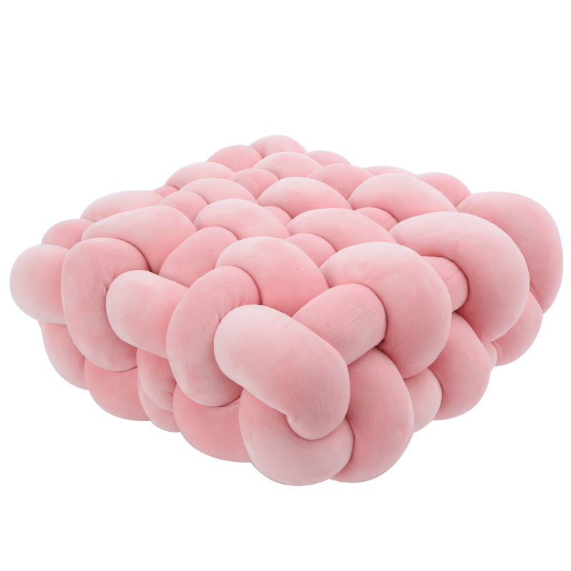 Creative Home Woven Square Plush Cushion (30x33x12 [cm], Pink)