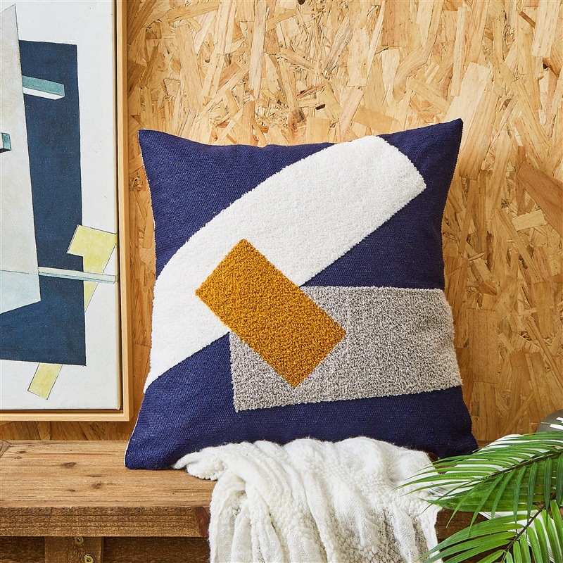 Bedroom Cushion Cover Back Office Waist Pillow Cover (45x45 [cm], Dark Blue)