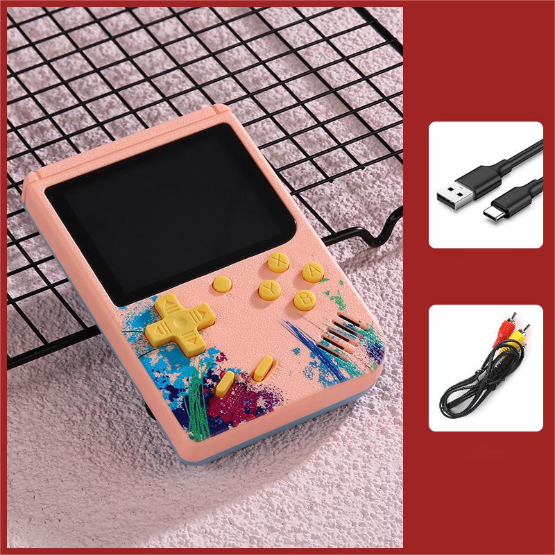 Pocket Handheld Game Console Built-in 500 Classic Game (Pink, Single Person Bottom)