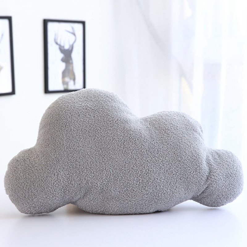 Lovely Gray White Cloud Shaped Pillow Cushion Stuffed Plush Toy Bedding Baby Room Home Decoration Gift Girl Birthday Present (25x13 [cm], Grey)