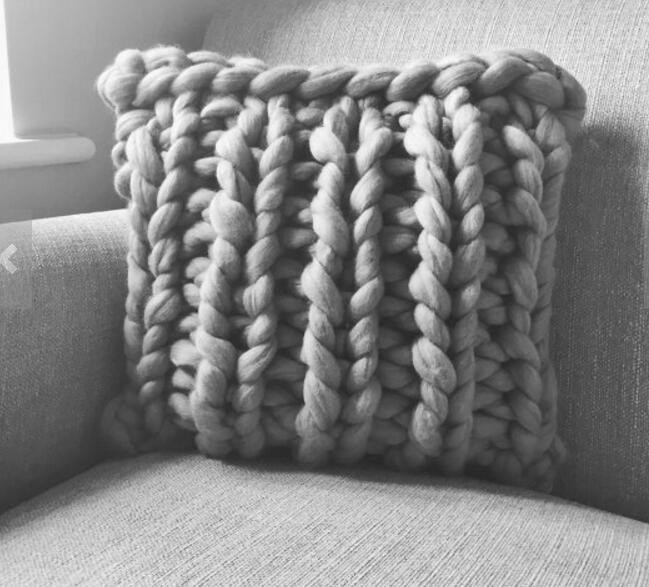 Handmade Square Chunky Pillow (Grey)