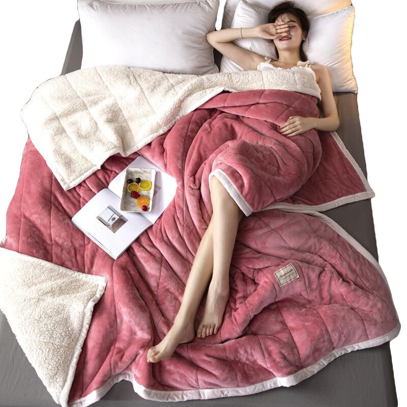 Fleece Blankets And Throws Thick Warm Winter Blankets Home Super Soft Duvet Luxury Solid Blankets On Twin Bedding (120x200 [cm], Red)