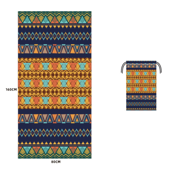 Printed Swim Microfiber Beach Towel (80x160 [cm] Opp Bag, Amber Bohemian)