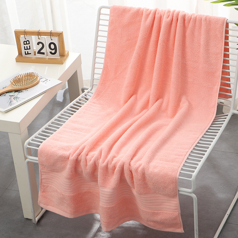 Pure Cotton 500g Bath Towel Thickened Soft Absorbent Hotel Beauty Salon Gift Large Towel Manufacturer Wholesale Custom Logo (Pink)