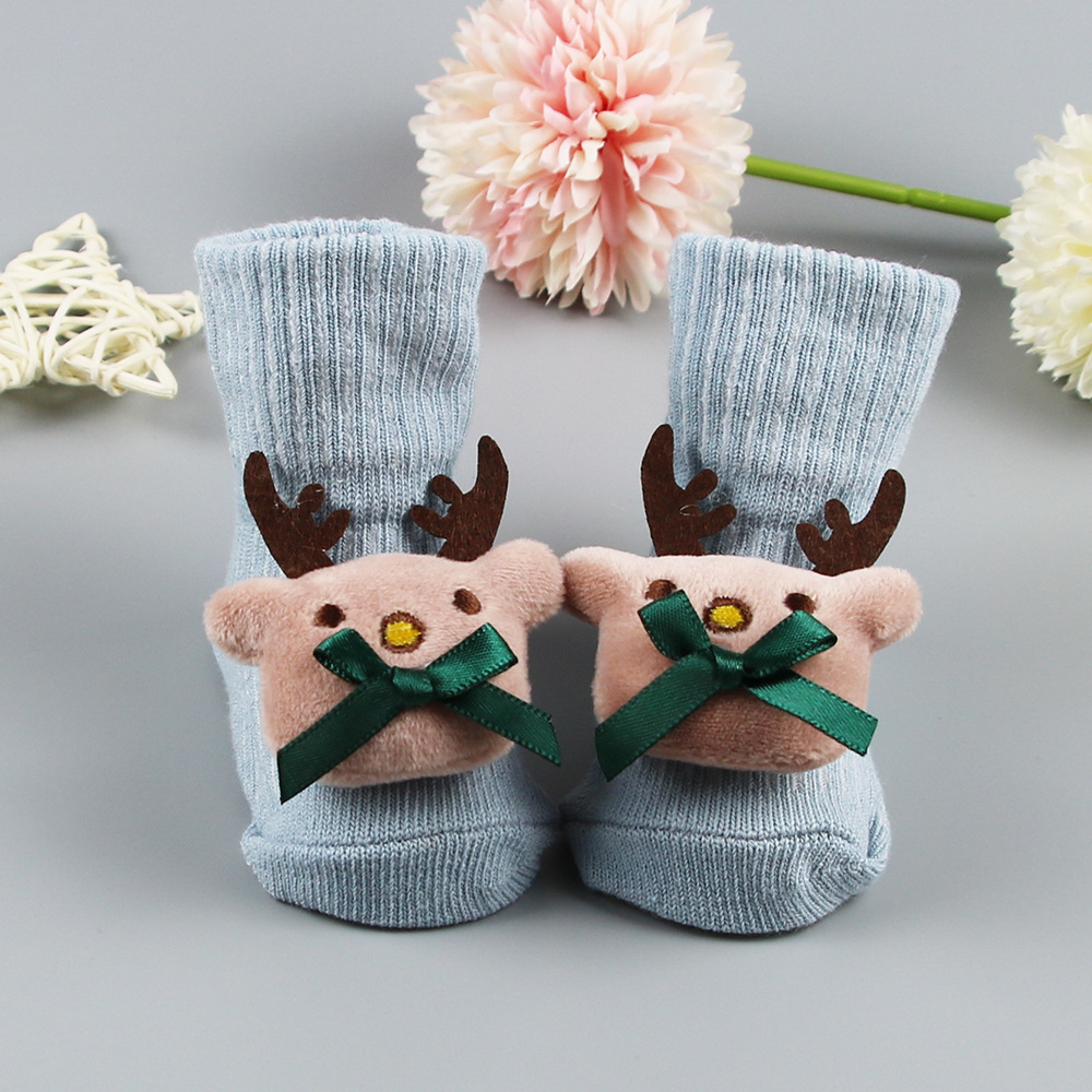 Newborn Baby Socks Cartoon Doll Men And Women (0 - 6 [months], H008 Coffee Deer)