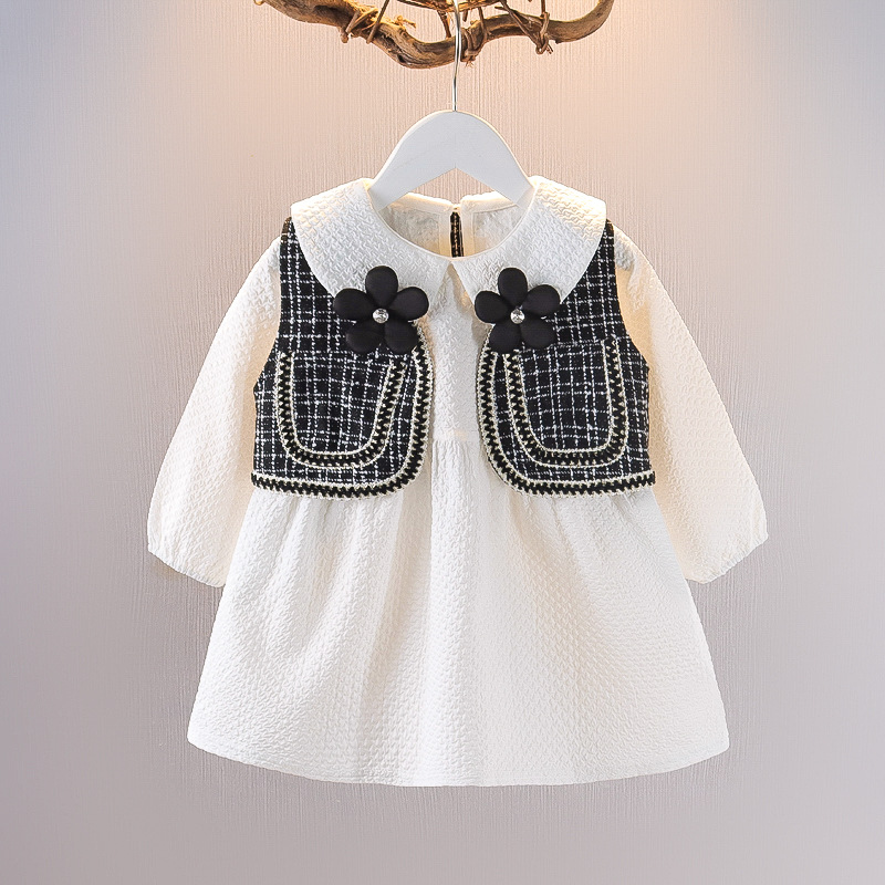 Girls Dress Western Style Two-piece Suit (100 [cm], Black)