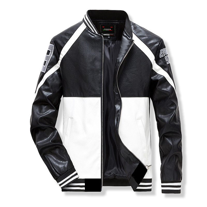 New Men's Casual PU Leather Youth  Jacket (M, White)