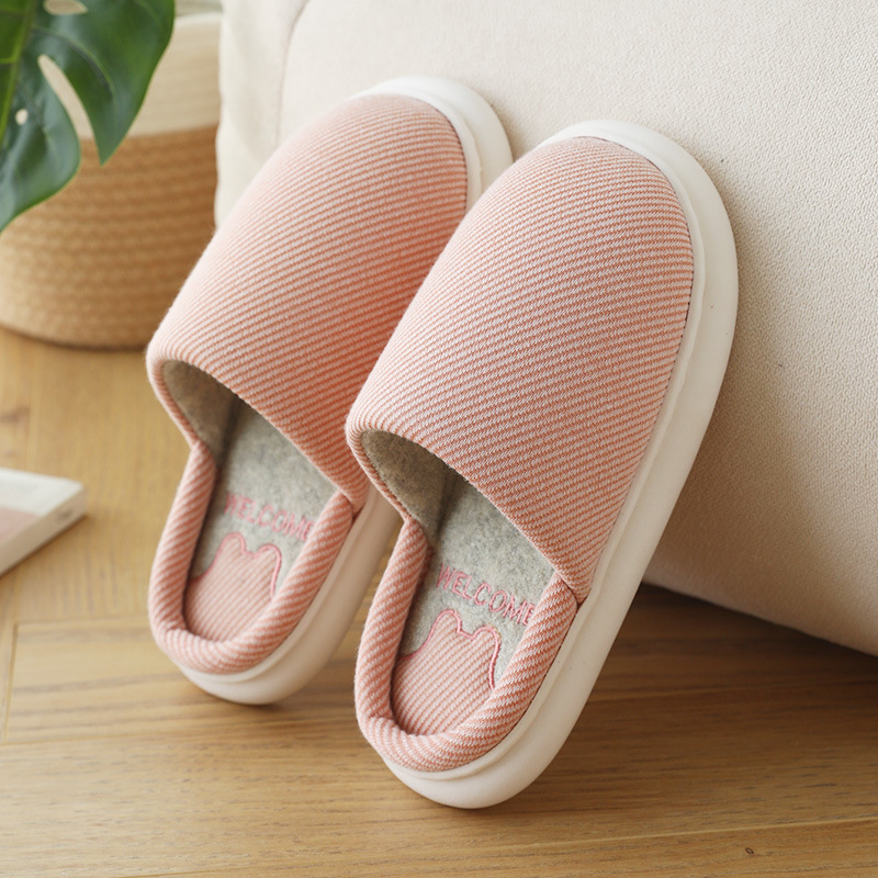 Autumn New Linen Women's Four Seasons Home Indoor Platform Slippers (40 - 41, Pink)