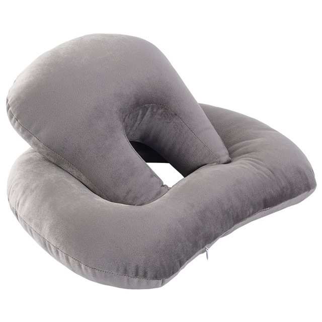 U-Shaped Desk Nap Pillow Neck Supporter Seat Cushion Headrest Travel Neck Pillow With Arm Rest (Grey)