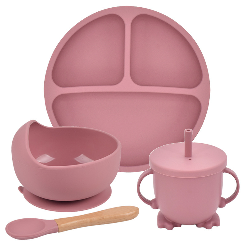 Silicone Suction Cup Dinner Plate Baby And Children's Divided Plate Set (Q10)