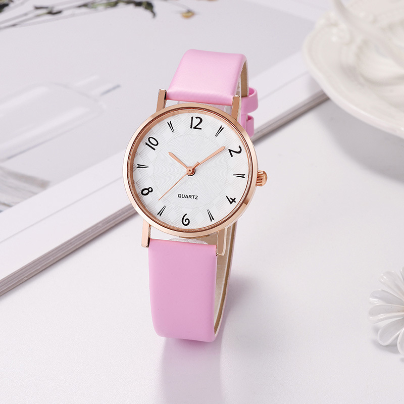 Elegant women's watch with a simple and casual design, featuring a dial inspired by a starry sky (Pink)