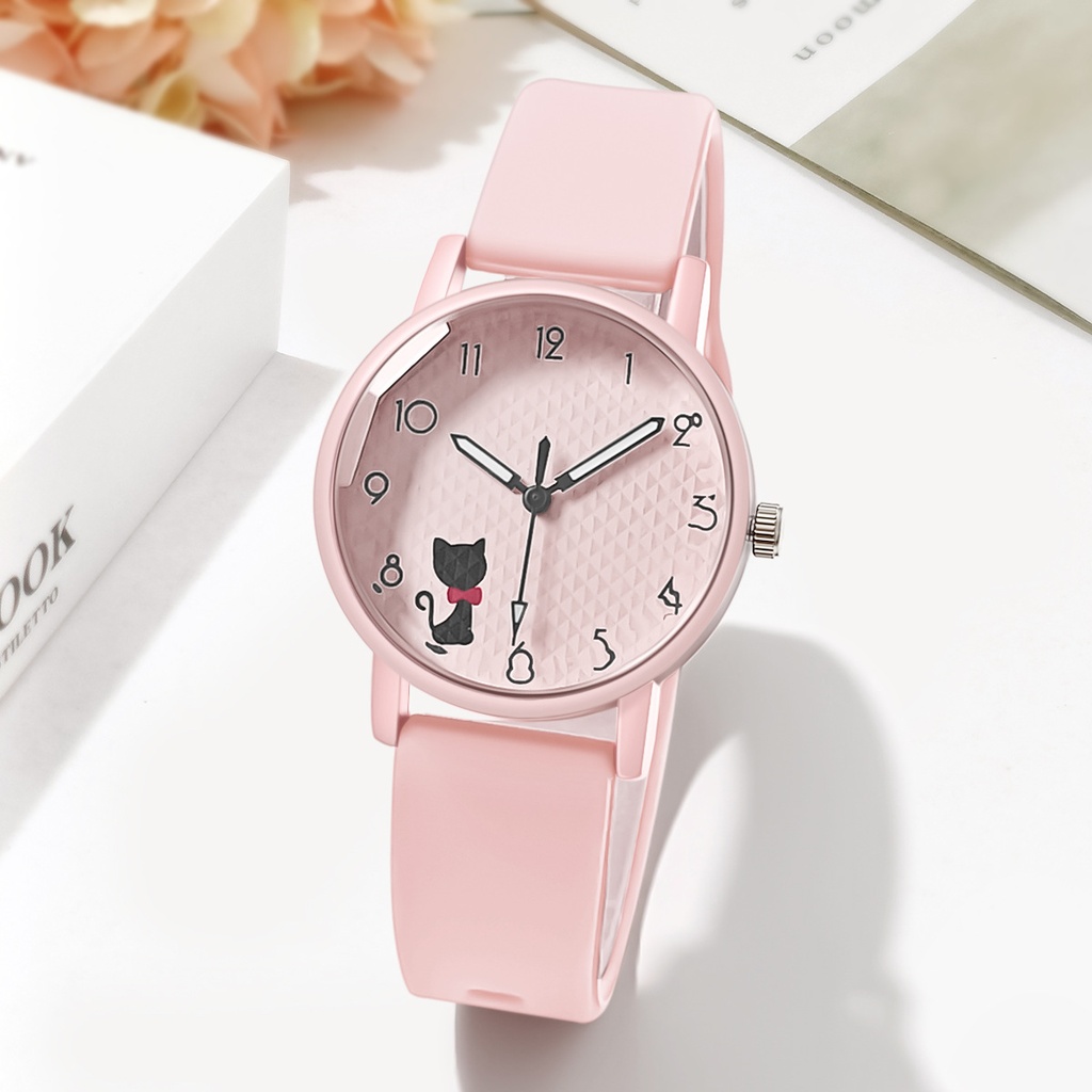 Women's quartz watch with a silicone strap  (Pink)