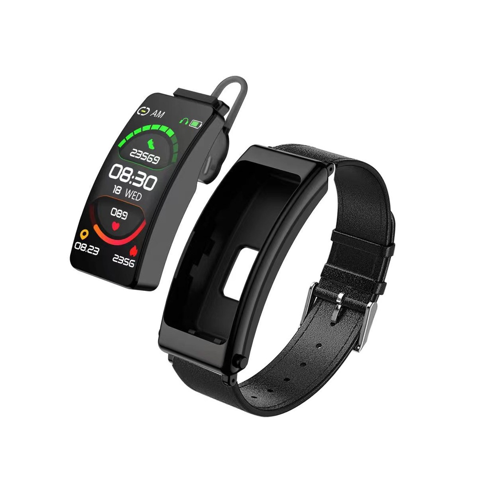 The K13 smart watch features touch and Bluetooth technology, is water-resistant, and comes with an elegant strap (Black Leather)