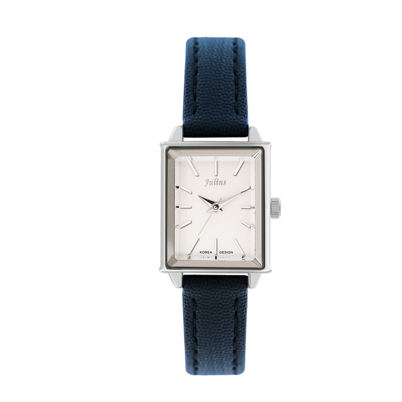 Julius rectangular women's watch with a classic elegant design, quartz movement, and water resistance (Blue)