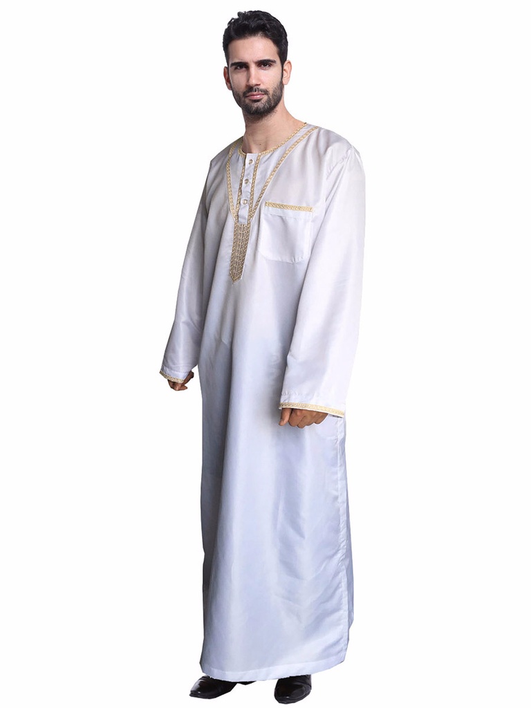 Muslim Arab Middle Eastern Men's Robe (M, White)