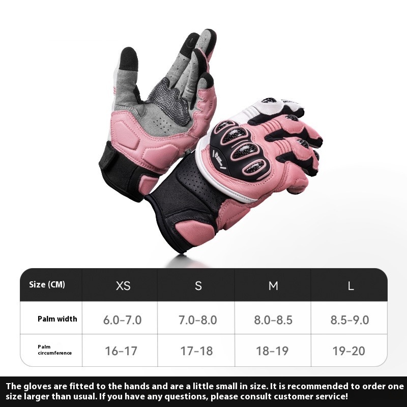 Carbon Fiber Motorcycle Gloves, Anti-Drop Protection (M, Pink)