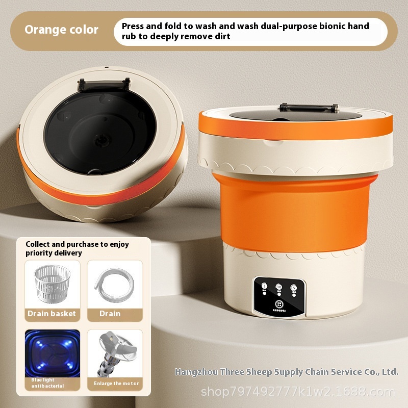 Mini Folding Washing Machine, Multi-Purpose with a Modern and Stylish Design (Orange, UK - Standard)