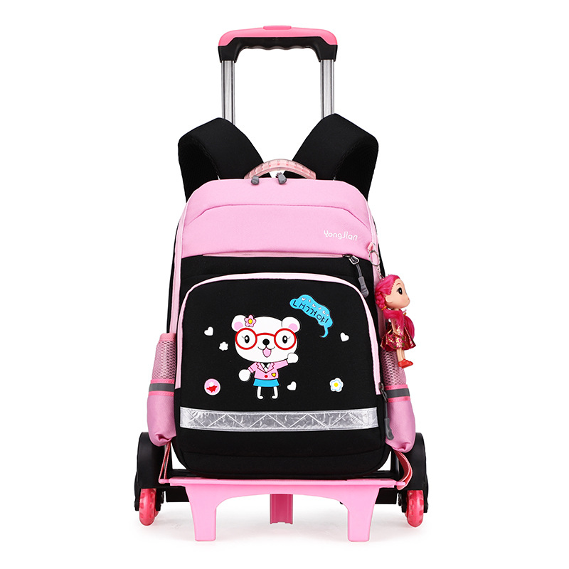 Korean Detachable Trolley  Bag For Elementary School Students (Black)