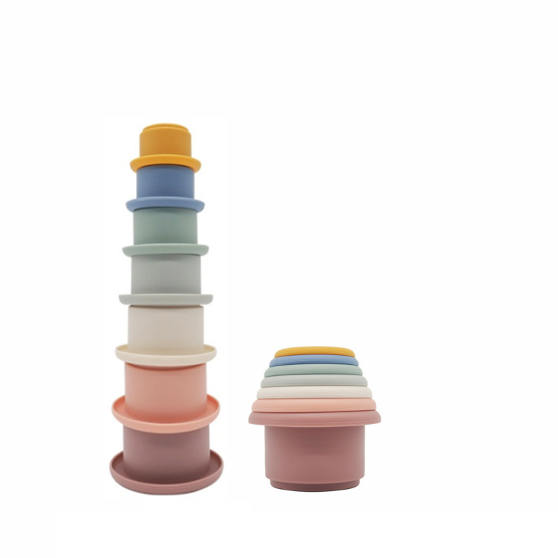 Baby Stacked Cup Stacking Interactive Jenga Children Silicone Infant Educational Toys (1)