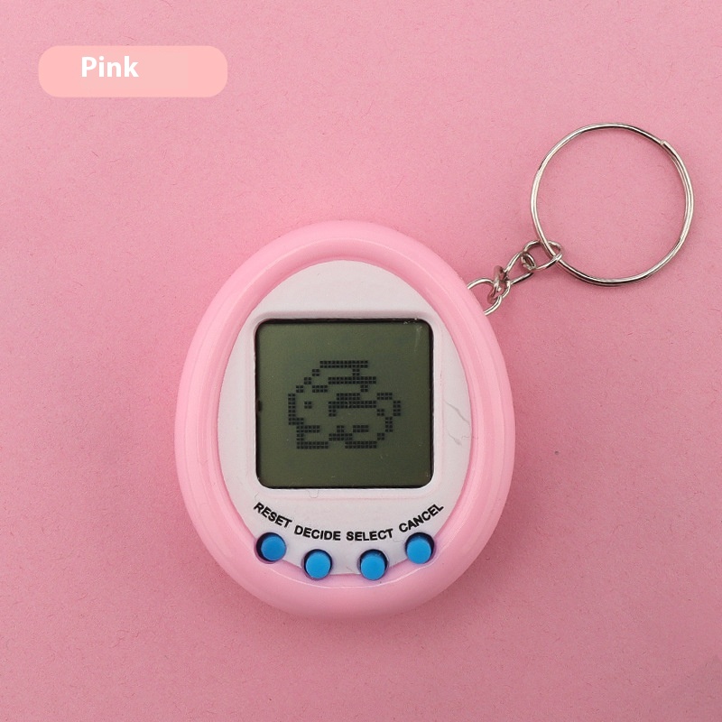 Mini Electronic Pet Machine Keychain Virtual Elf Developing Game Machine (Pink)