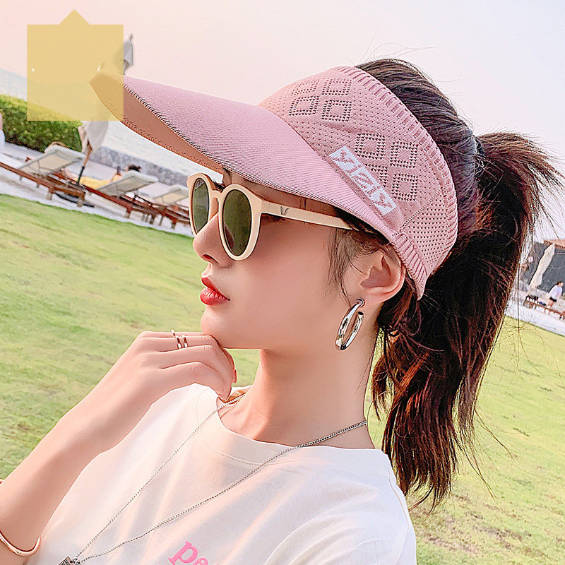 Elegant and breathable sun visor hat with a long brim for enhanced sun protection (Pink)